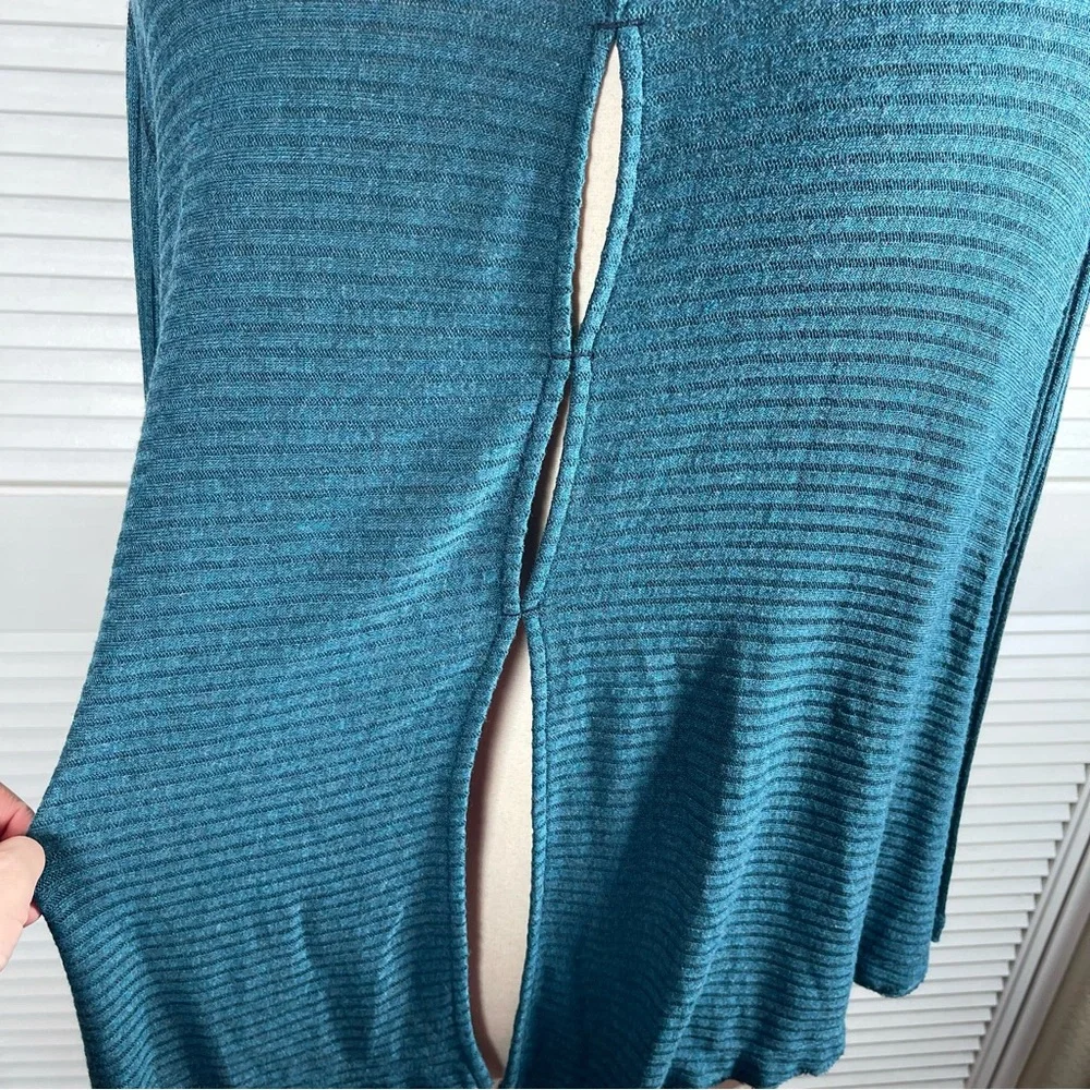 💙 Free People “We The Free” Ribbed Cowl Neck Top – Teal Heather - Picture 8 of 12